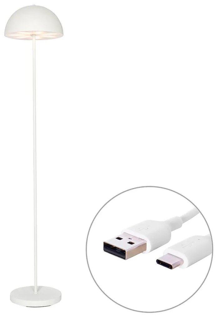 Kültéri állólámpa fehér újratölthető 3 fokozatú fényerő-szabályozóval - Keira