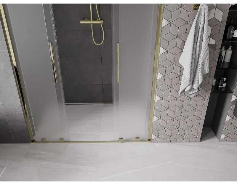 Mexen Velar Duo, tolózuhanyajtó nyitáshoz 160 cm, 8 mm-es matt üveg, arany fényes, 871-160-000-32-50