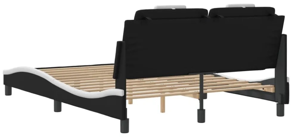 fekete és fehér műbőr ágykeret LED-világítással 120 x 200 cm