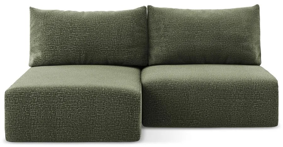 Zöld kinyitható-tárolóhelyes sarokkanapé (bal oldali) Kalena – Makamii