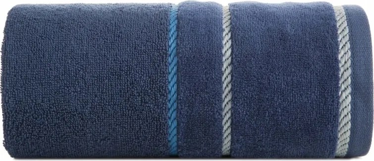 Nel törölköző 70x140 sötétkék velúr, egyenes bordó frottír 500 g/m2