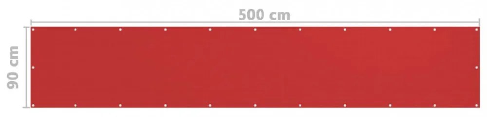 piros HDPE erkélytakaró 90 x 500 cm