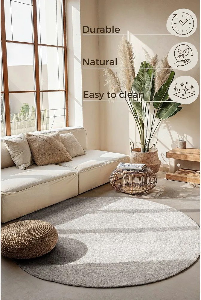 Fehér kétoldalas-kézi szövésű juta kerek szőnyeg ø 140 cm Braided – Hanse Home