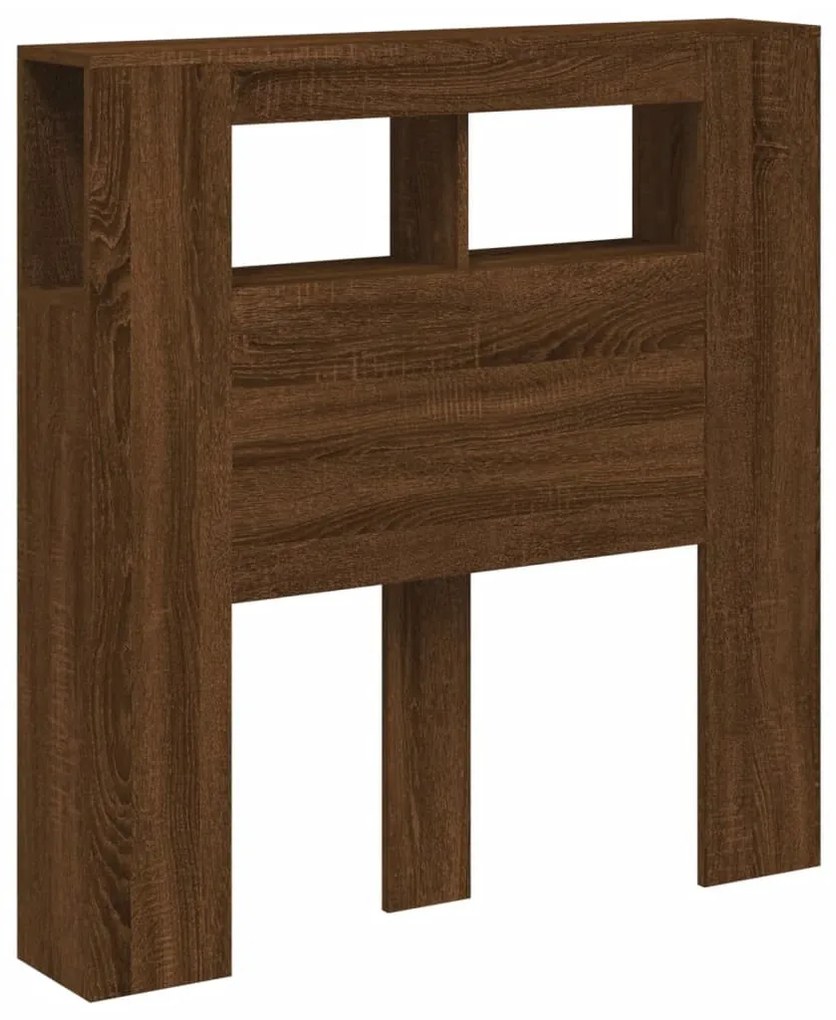 barna tölgyszínű szerelt fa LED-es fejtámla 100x18,5x103,5 cm