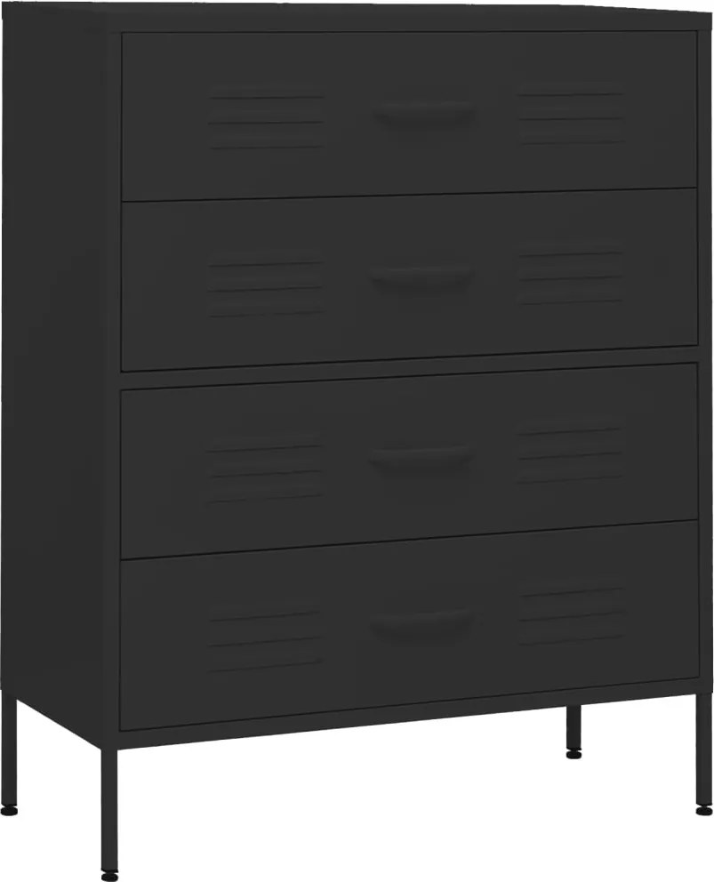 vidaXL fekete acél fiókos szekrény 80 x 35 x 101,5 cm