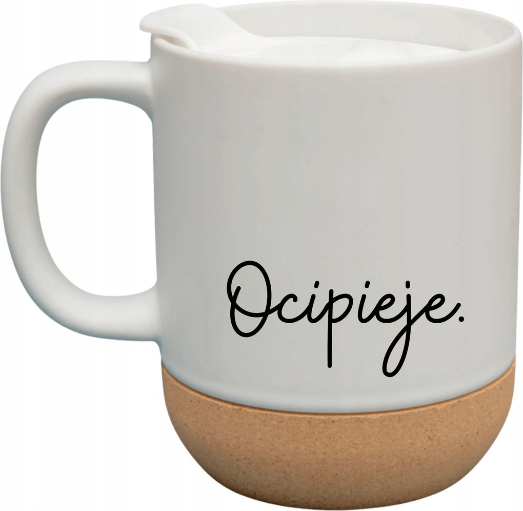 Fehér Bögre Fedéllel És Parafa Aljjal Ajándék Az Irodába