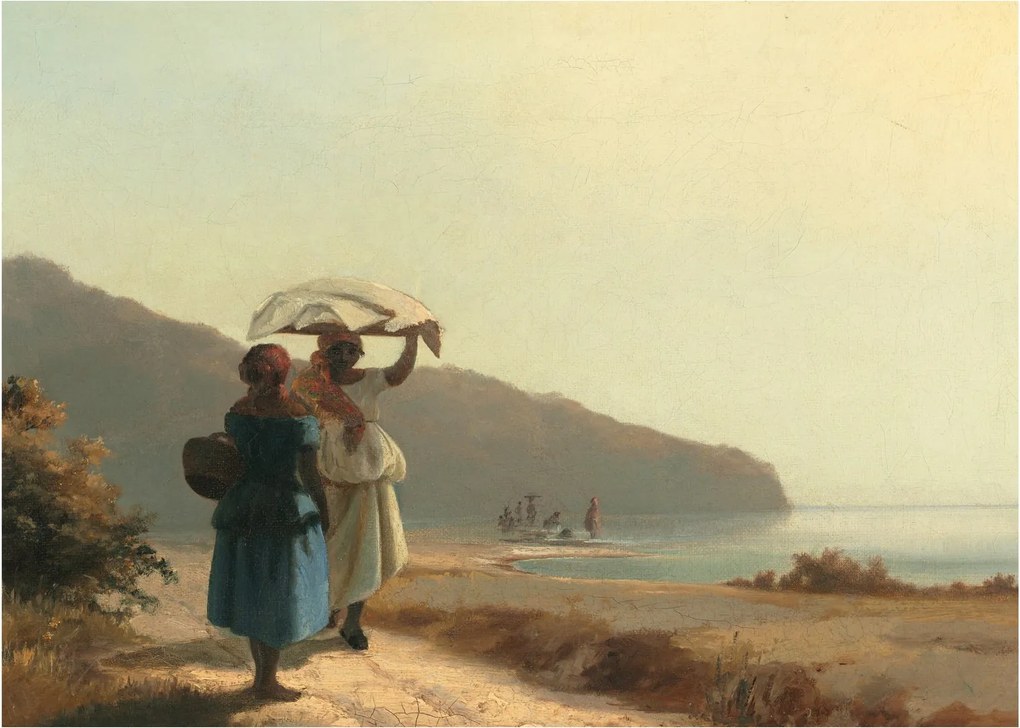 Kép - Camille Pissarro, Two Women Chatting by the Sea, St. Thomas, reprodukciók (70x50 cm)