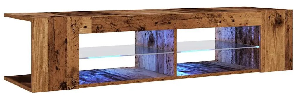 antik fa színű szerelt fa TV-szekrény LED-ekkel 135x39x30 cm