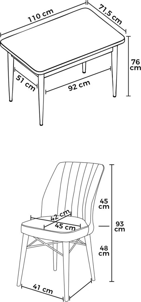 Arp étkezőgarnitúra, fehér-lila, 110 cm