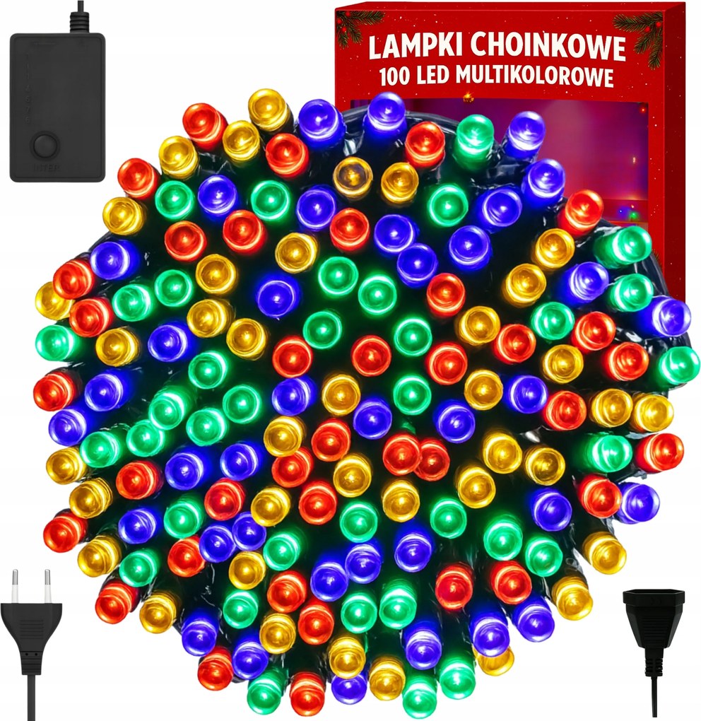 Karácsonyfa Fényfüzér 100 Led Színes Karácsonyi Fényfüzér Többszínű Belső