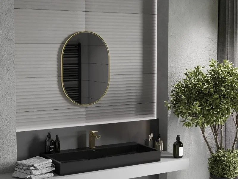 Mexen Loft ovális fürdőszobai tükör 70 x 50 cm, arany keretben - 9851-070-050-000-50