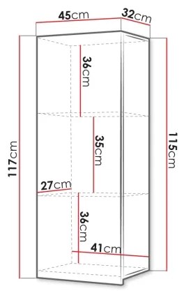 Faliszekrény CALABRINI 117x45 cm fehér