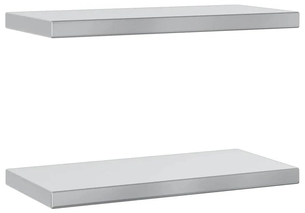 2 db ezüstszínű rozsdamentes acél fali polc 50 x 23,5 x 3 cm