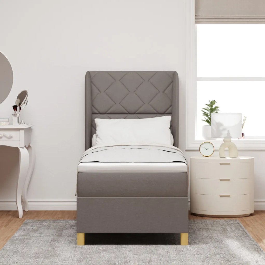 Boxspring Ágy Matracokkal Taupe 80x200 cm Szövet