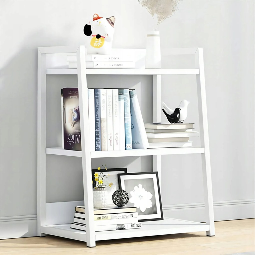 Iotxy Fehér Könyvespolc 3 Szintes Állvány Szekrény 50x30x69cm Fehér
