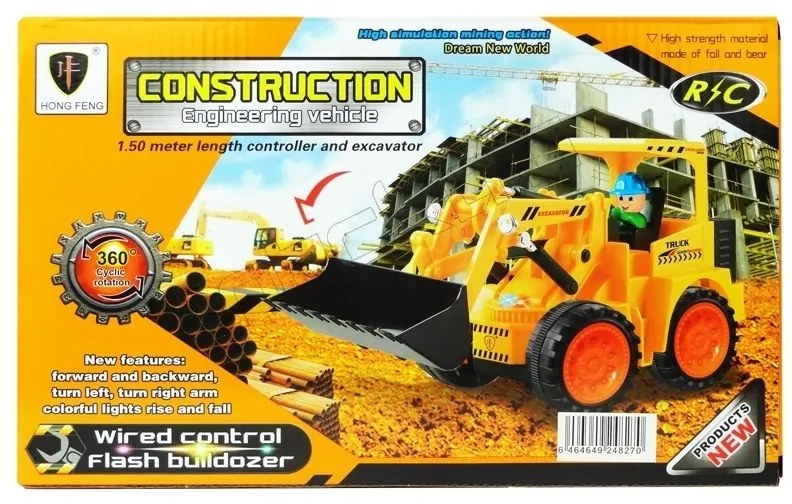 HONG FENG HF-2033A-8 Rc Távirányítós Kotró Gép Kotrógép Markoló Munkagép Játék Építőkockás Figurával Akkus 3.6V NiCd