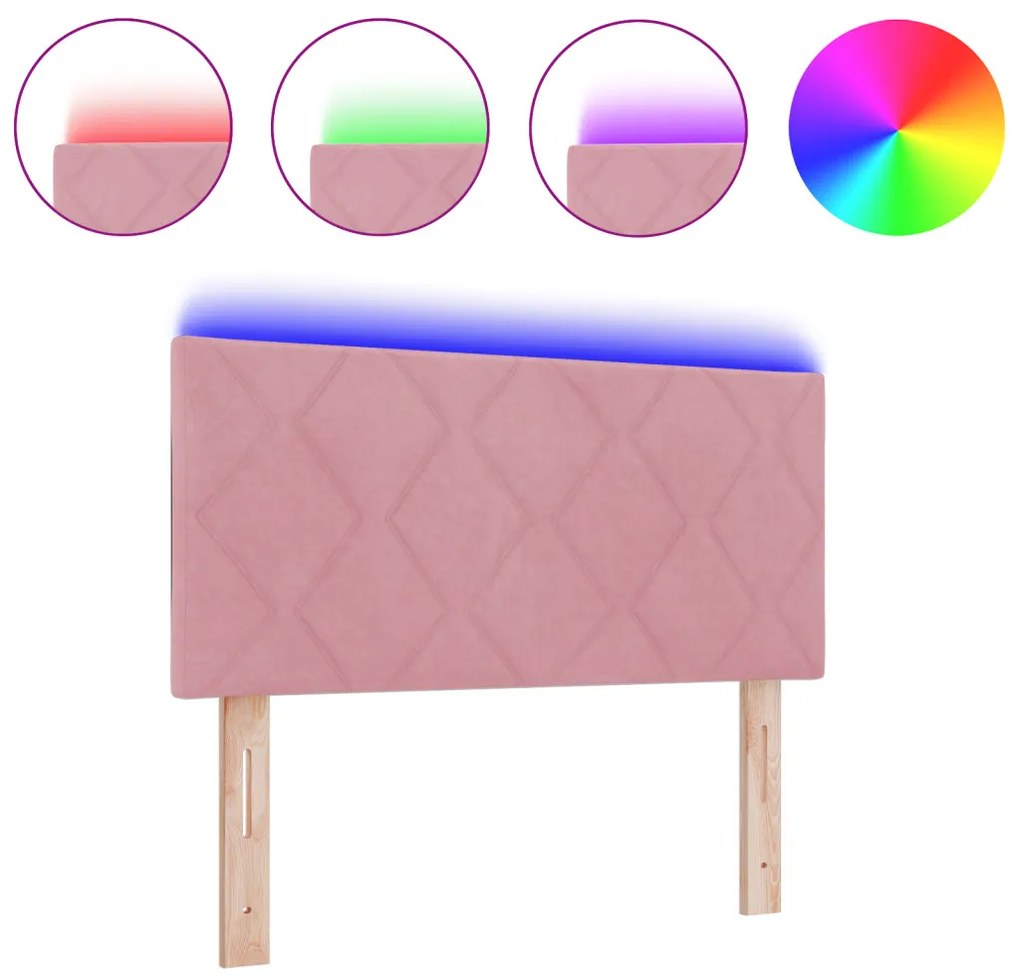 LED Fejtámla LED -es lámpákkal Rózsaszín 100 cm Bársony