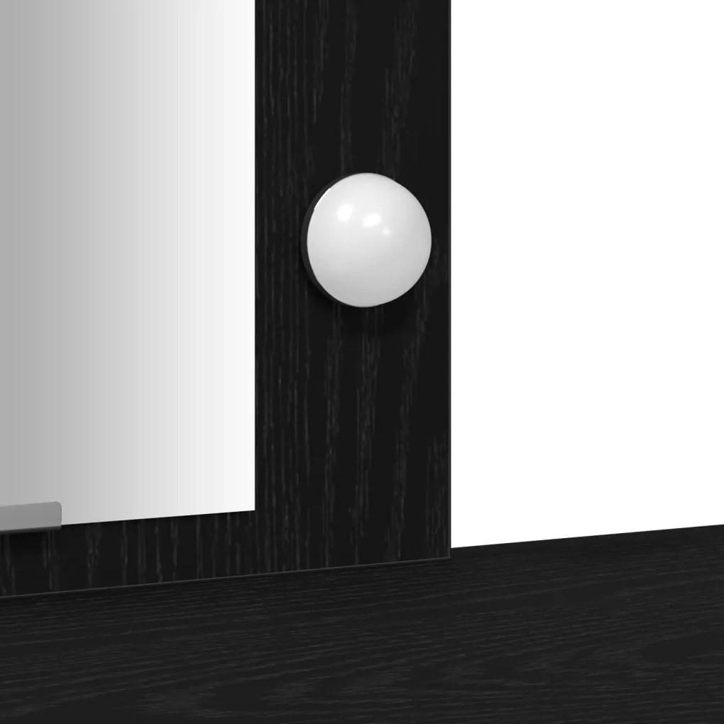 Fodrászasztal LED világítással Fekete Tölgy 102x33x135 cm