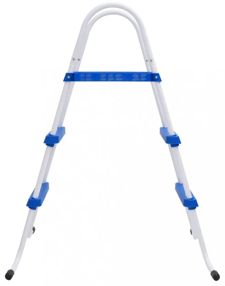 kék és fehér acél medencelétra 84 cm
