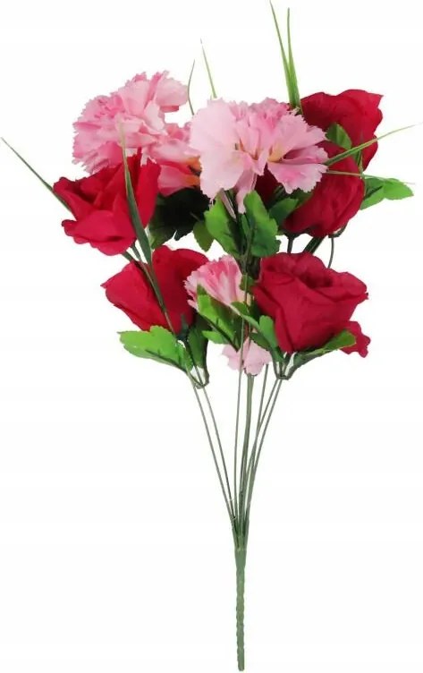 Csokor Műrózsa És Szegfű Bordó Virág Dekoráció Váza Nád