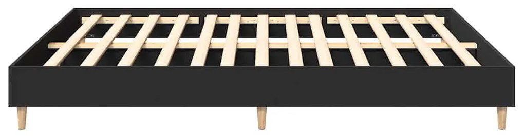 fekete szerelt fa ágykeret matrac nélkül 200 x 200 cm