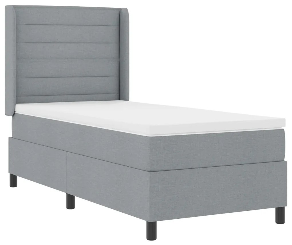 Ágykeret Mattal és LED Fény világosszürke 80x200 cm Szövet