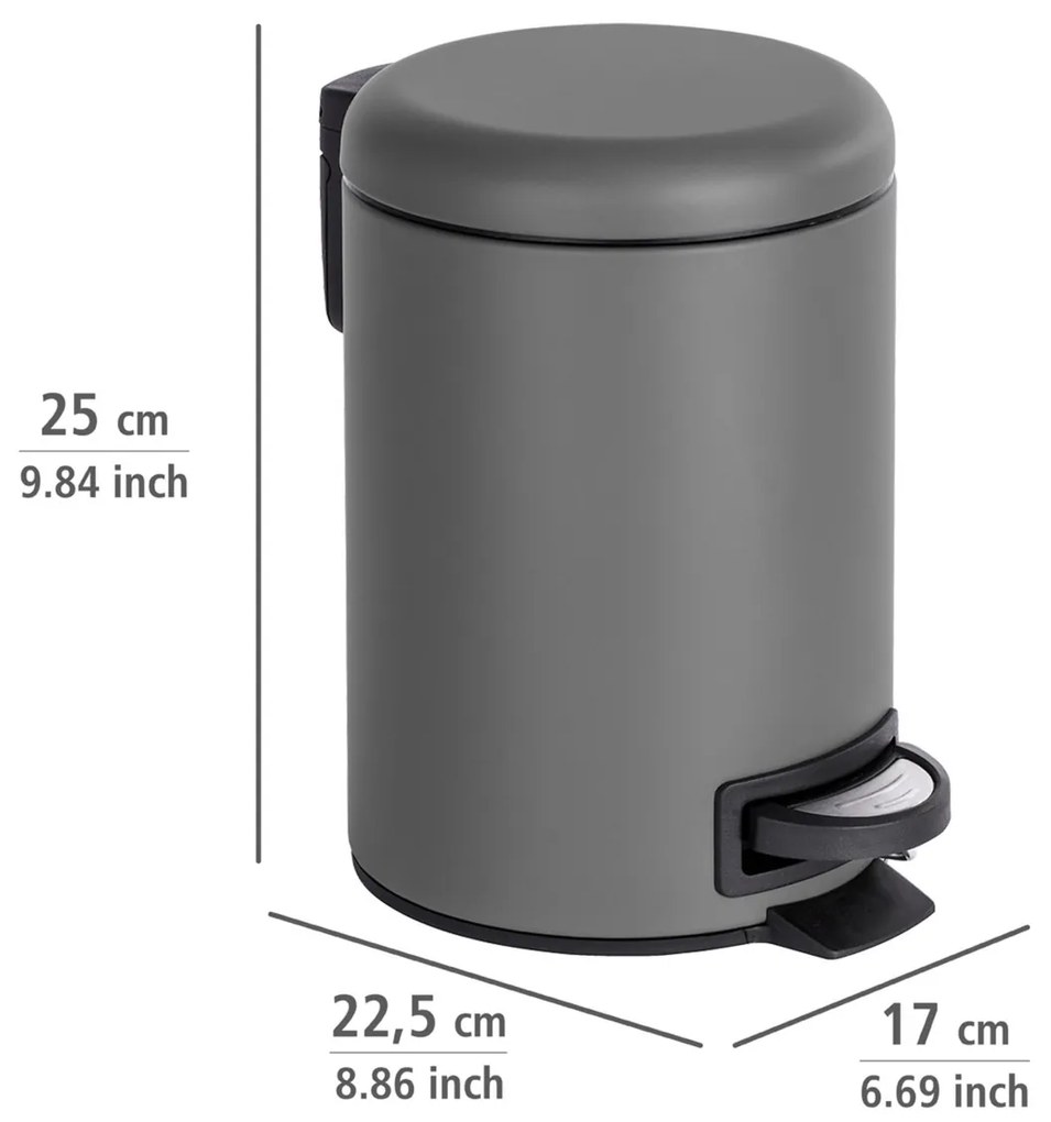 Wenko Leman pedálos szemetes 3 l, szürke, 3 l