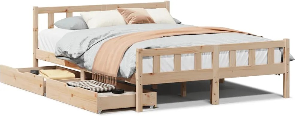 vidaXL tömör fenyőfa ágy matrac nélkül 120 x 190 cm