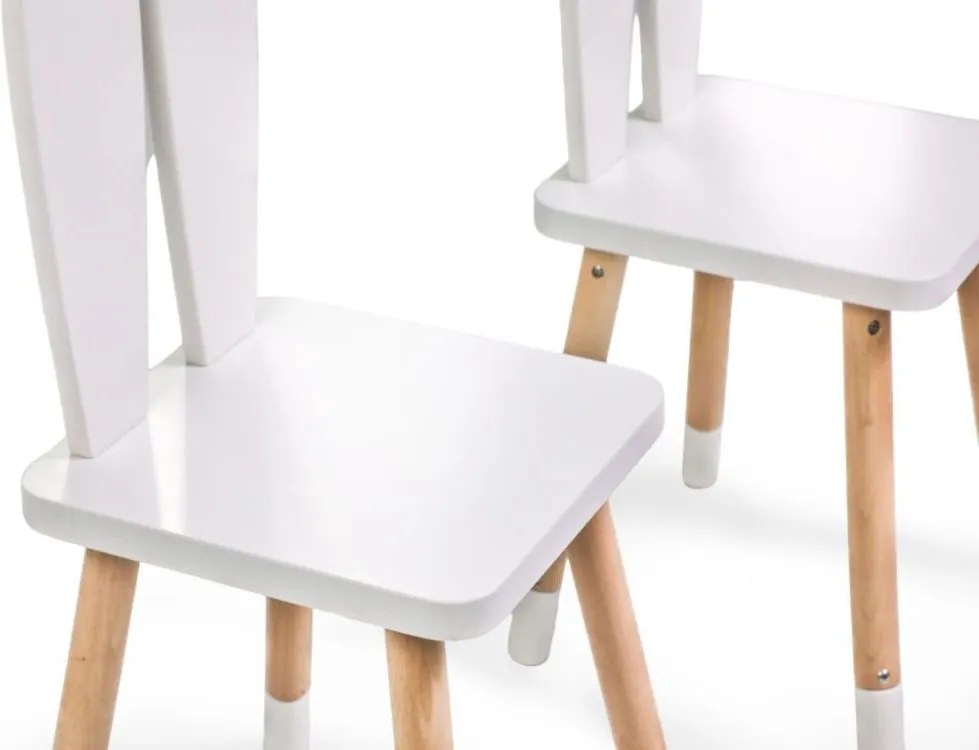 BUNNY gyermek növekvő szett, asztal és 2 szék, fehér/barna ELIS design