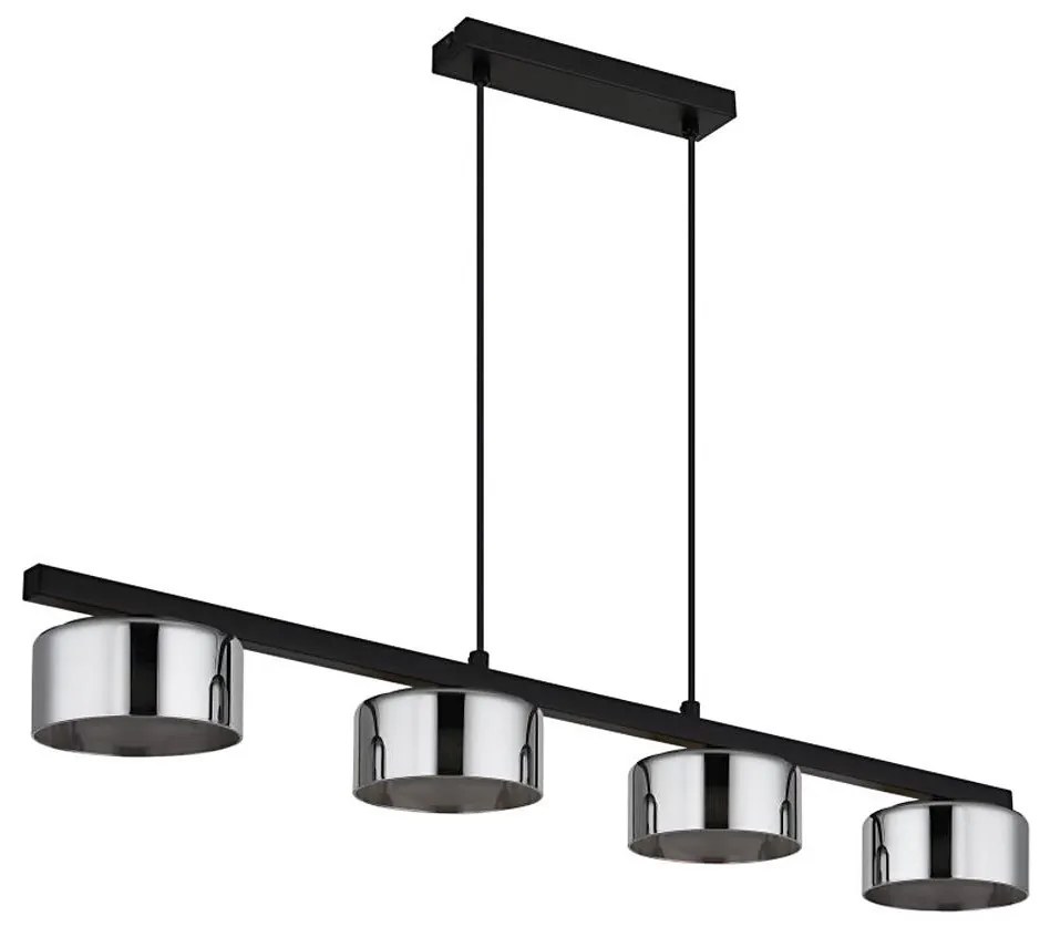 Globo 16055-4HS - LED Csillár zsinóron HIGGINS 4xGX53/6W/230V füstös/fekete