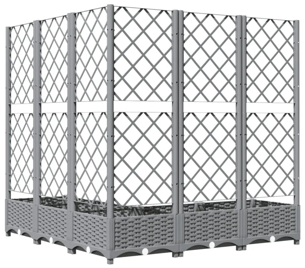 világosszürke PP rácsos kerti ültetőláda 120 x 120 x 121,5 cm