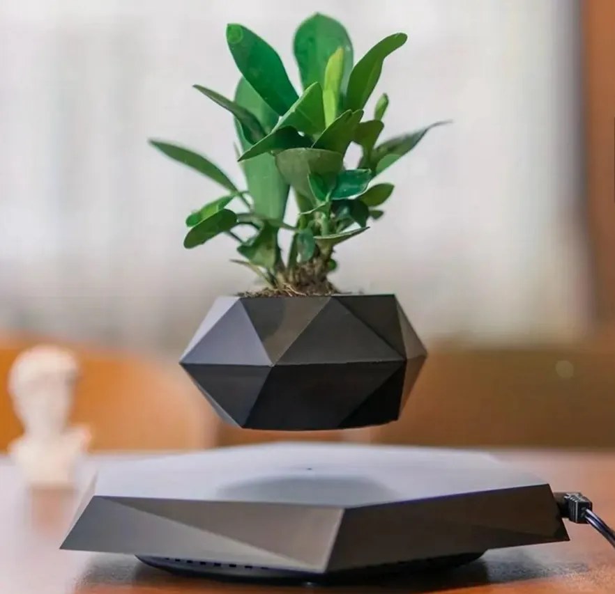 Mágneses lebegő virágcserép - fekete