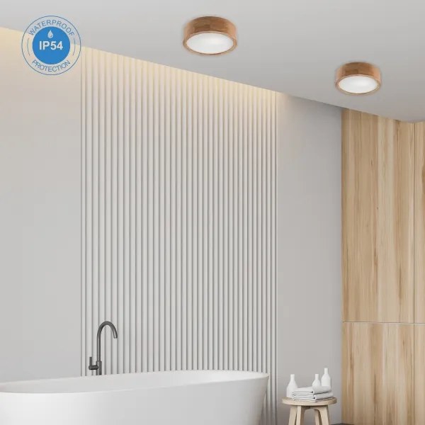 OAK mennyezeti lámpa, 2xE27/15W/230V, IP54, tölgy, Ø 27 cm