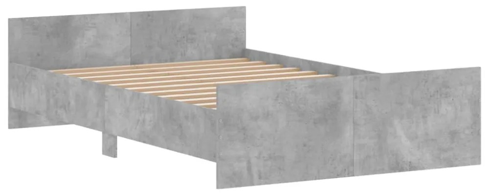 betonszürke ágykeret fej- és lábtámlával 120 x 200 cm