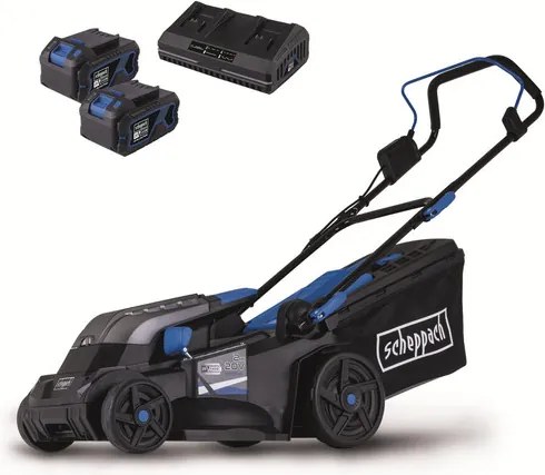 Scheppach BC-MP380-X-SET XL2 - akkus fűnyíró indukciós motorral 4 az 1-ben 2x20V, IXES 20V (2 db akkuval és töltővel)
