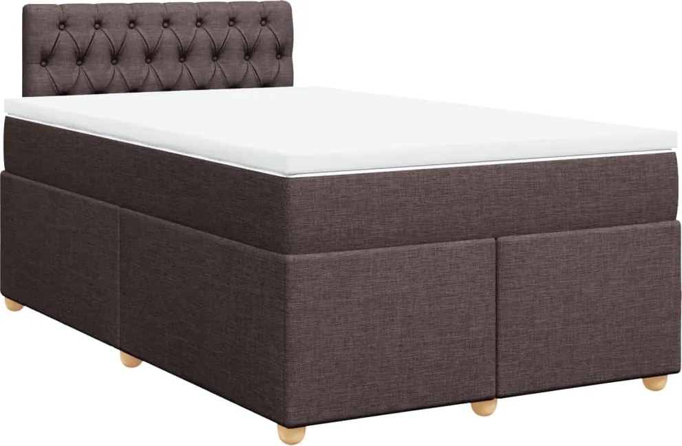 vidaXL sötétbarna szövet rugós ágy matraccal 120 x 190 cm