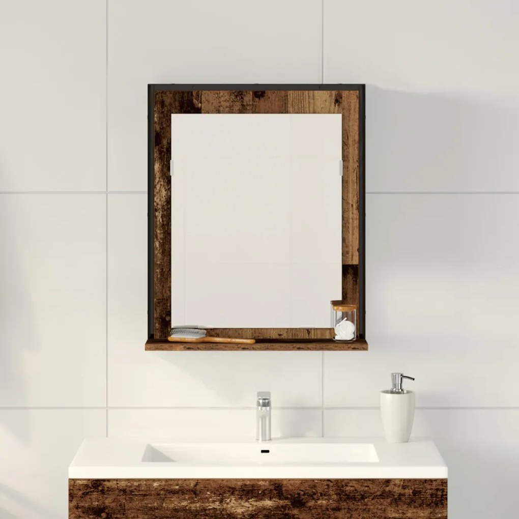 Fürdőszobai Tükör Régi Fa 50x12x60 cm Műszaki Fa