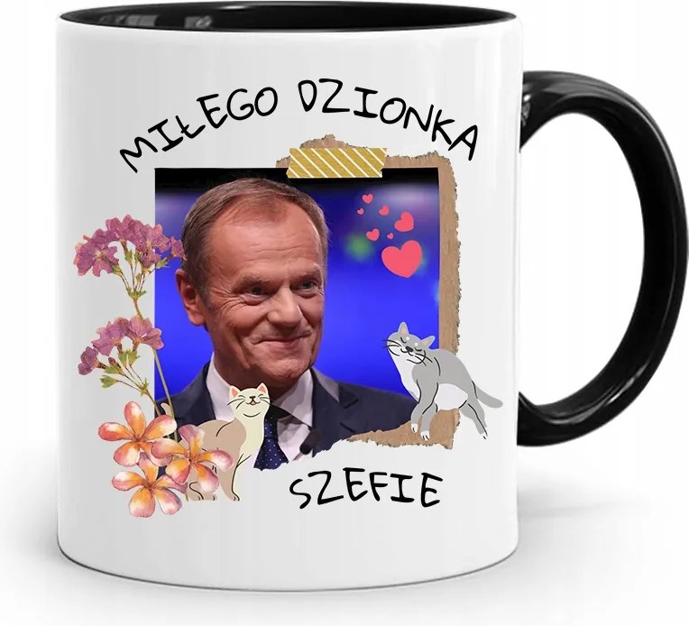 Donald Tusk Fekete Bögre Platform Ajándék fényképes nyomtatással