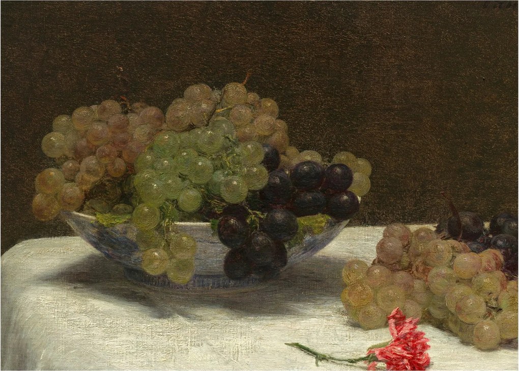 Kép - Henri Fantin-Latour, Still Life with Grapes and a Carnation, reprodukciók (70x50 cm)