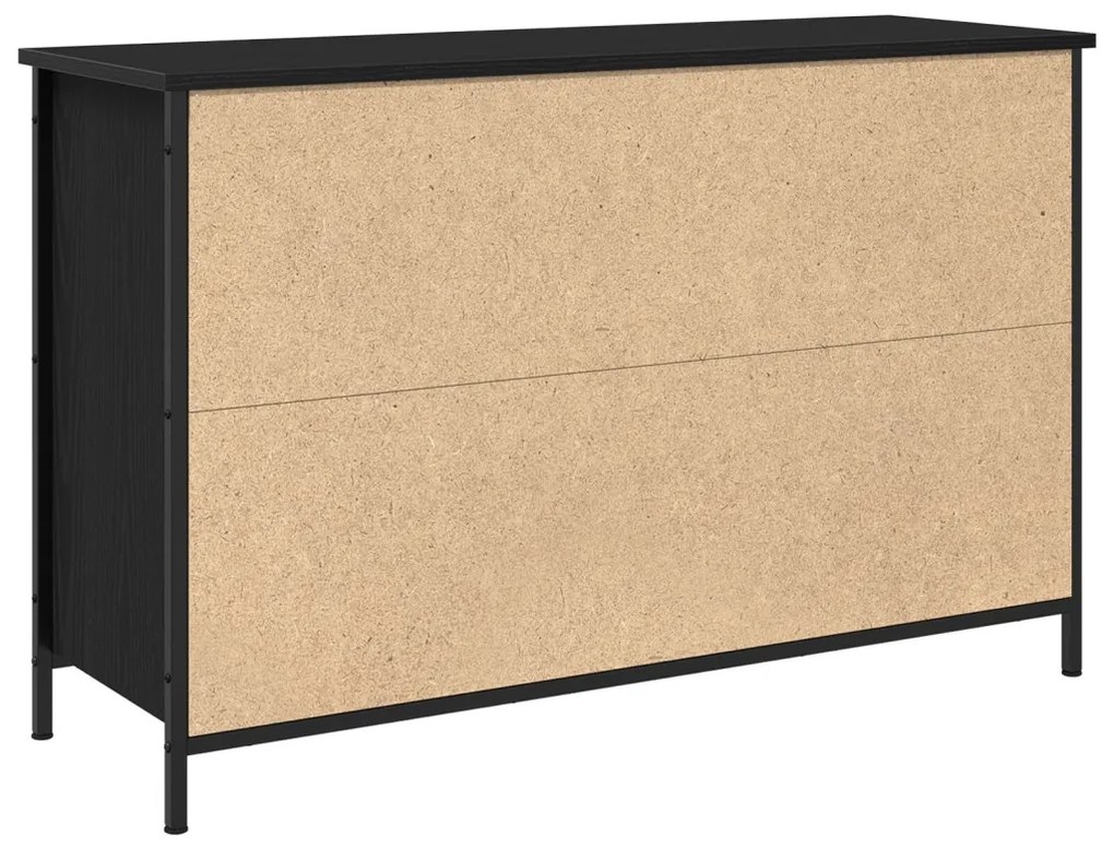 TV Szekrény Fekete Tölgy 101x35x65 cm Szerelt Fa és Acél