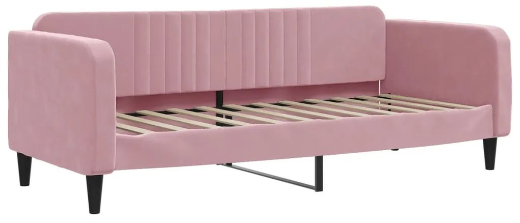 rózsaszín bársony kanapéágy 80 x 200 cm