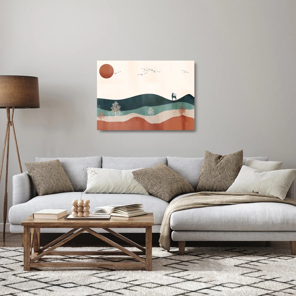 Üveg kép - Illusztrált tájkép (70x50 cm)