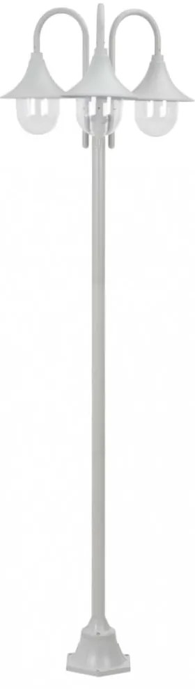 fehér 3-égős alumínium kerti állólámpa, E27, 220 cm