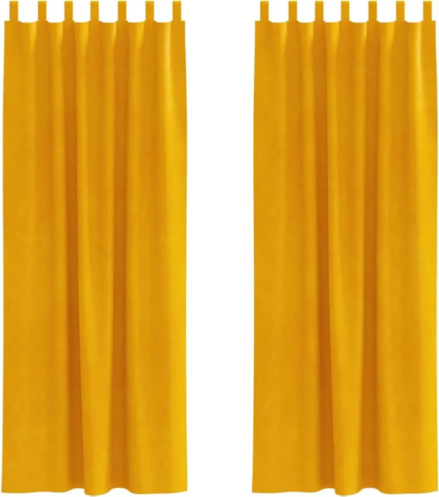 vidaXL Sötétítő függönyök 2 pcs Mustár sárga 140 x 260 cm Bársony