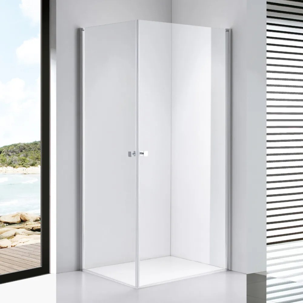 Stuxi Bari Duo 80x90 aszimmetrikus 2 nyíló ajtós zuhanykabin 6 mm vízlepergető biztonsági üveggel, króm