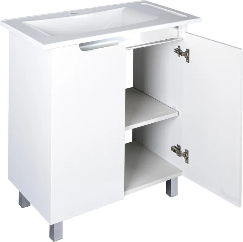 Piramida EURIDIKA fali /álló fürdőszobabútor - műmárvány mosdóval - 2 ajtós - 82 x 73 x 46 cm