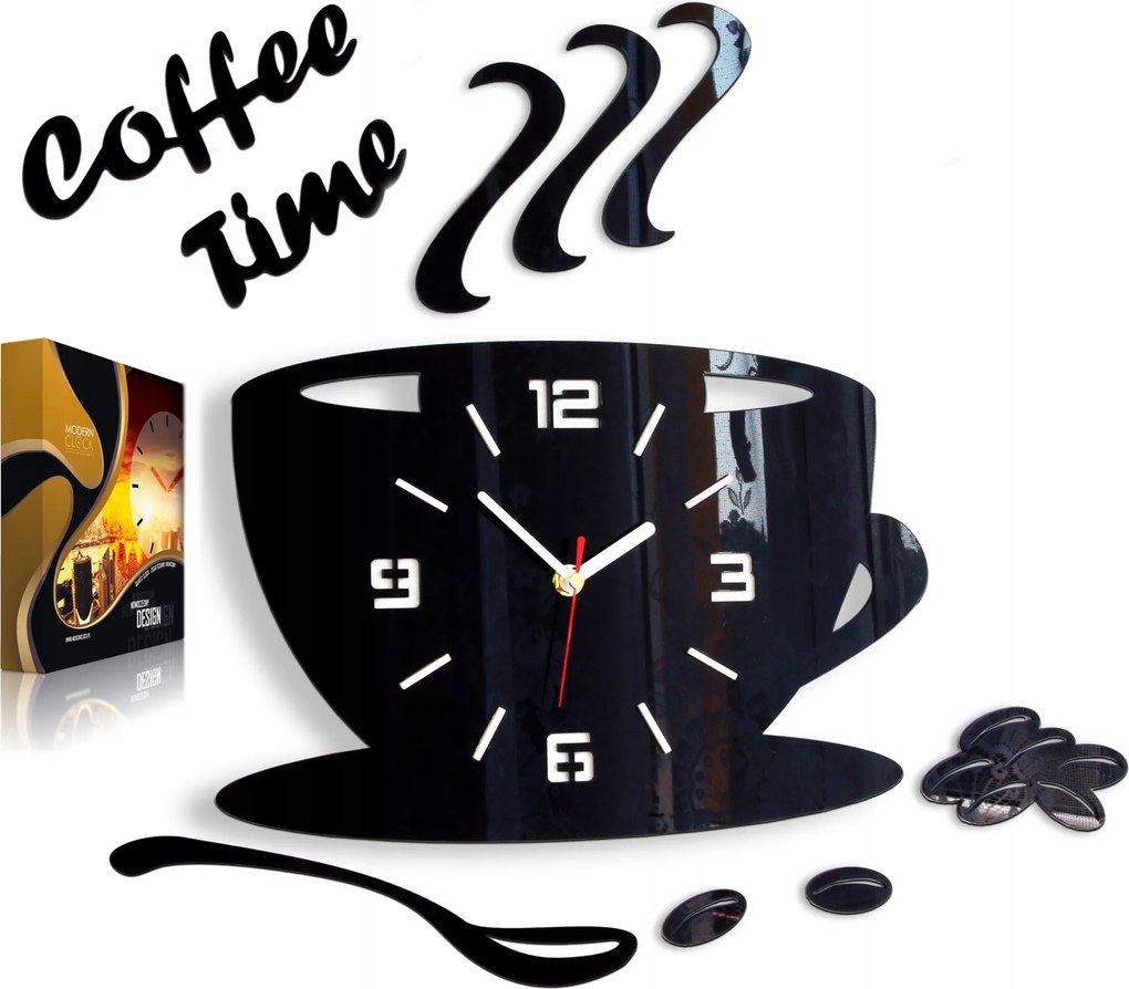 Konyhai falióra Csésze 3D Hatás 12 Szín csendes, konyhába