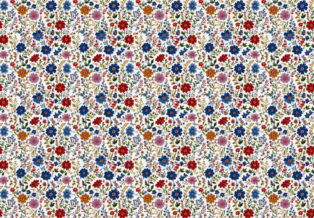 Fotótapéta - Virágok kék-pirosban (147x102 cm)