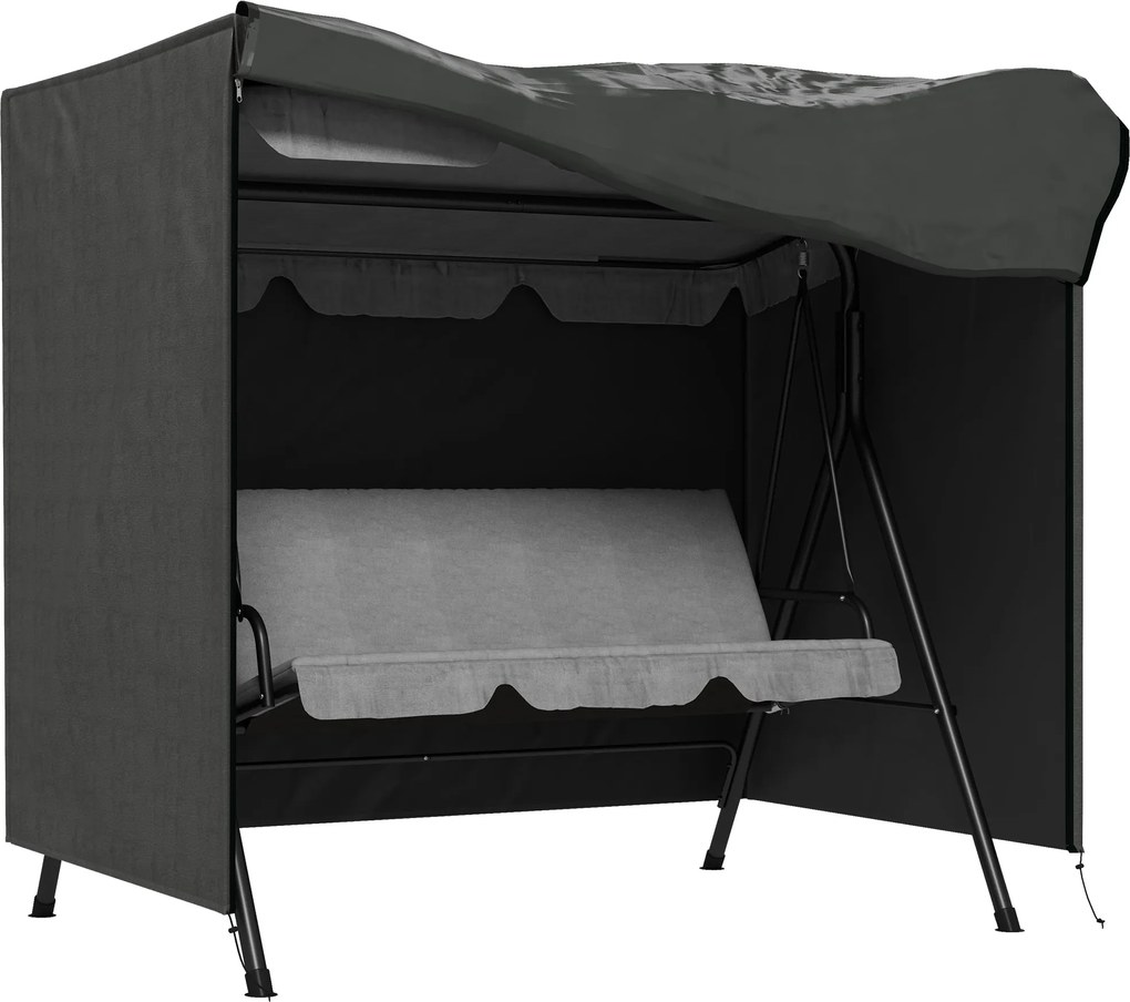 Outsunny Hollywood Swing Védőhuzat 3 Üléses, Vízlepergető, Télálló Védőhuzat Kerti Hintához, UV Ellenálló Pamut Vászon, Húzódásálló 420D Oxford Szövet