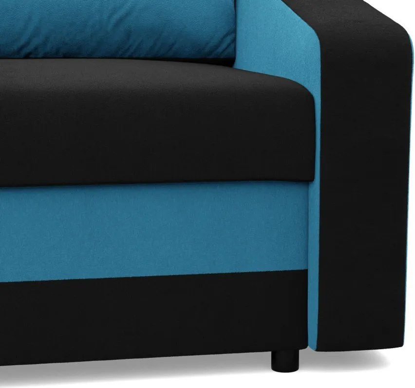 Hewlet kanapéágy, szövet anyag, hab töltet, fekete - kék